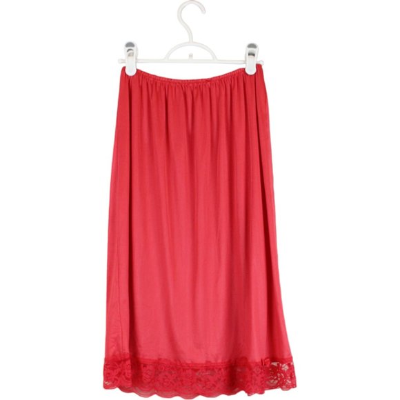 Vintage Kasara Half Slip Small Red Lace Midi Skirt Slip Knee Length Bow SP71 - Picture 2 of 8